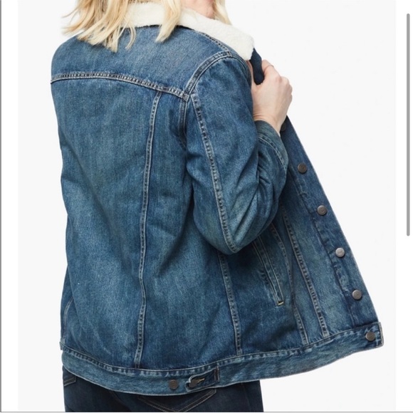 Able Adriena Blue Jean Jacket Shearling Collar XL - Picture 2 of 8